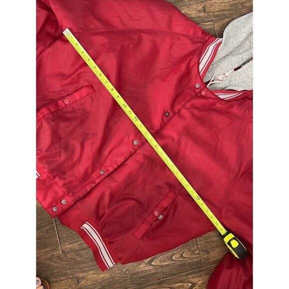 VTG DUNLOP RED QUILTED BOMBER JACKET GRAY FLEECE TRIM HOODED FULL ZIP XXL WARM - Picture 15 of 15